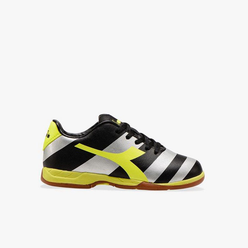 Dětské Futsal Boty Diadora Raptor Stříbrné | NJTCHXP-62